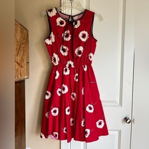 VINTAGE RED DRESS W/ WHITE POPPIES